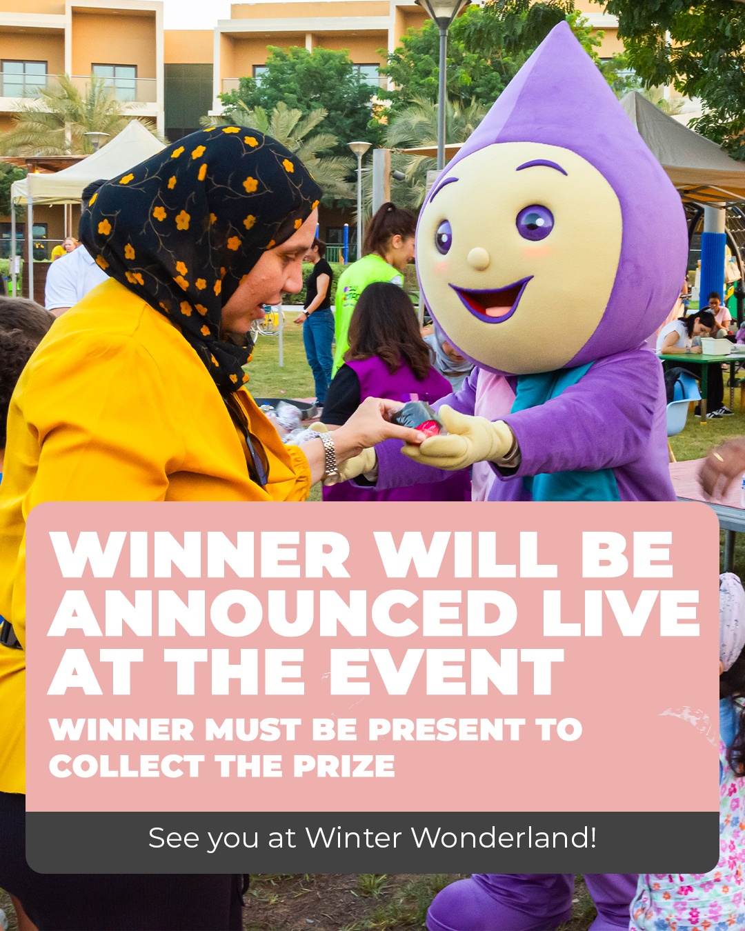 Winner announcement for Winter Wonderland raffle at Sanad Village