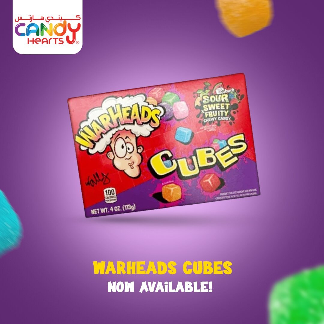 Candy Hearts – Warheads Cubes sour sweet and fruity chewy candy now available in Bahrain
