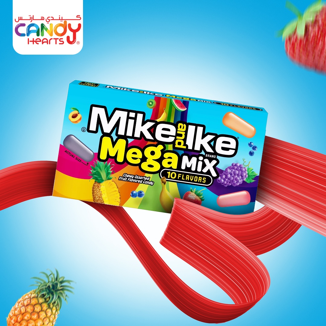 Candy Hearts – Mike and Ike Tropical Typhoon chewy tropical fruit flavored candy get ready for a flavor explosion