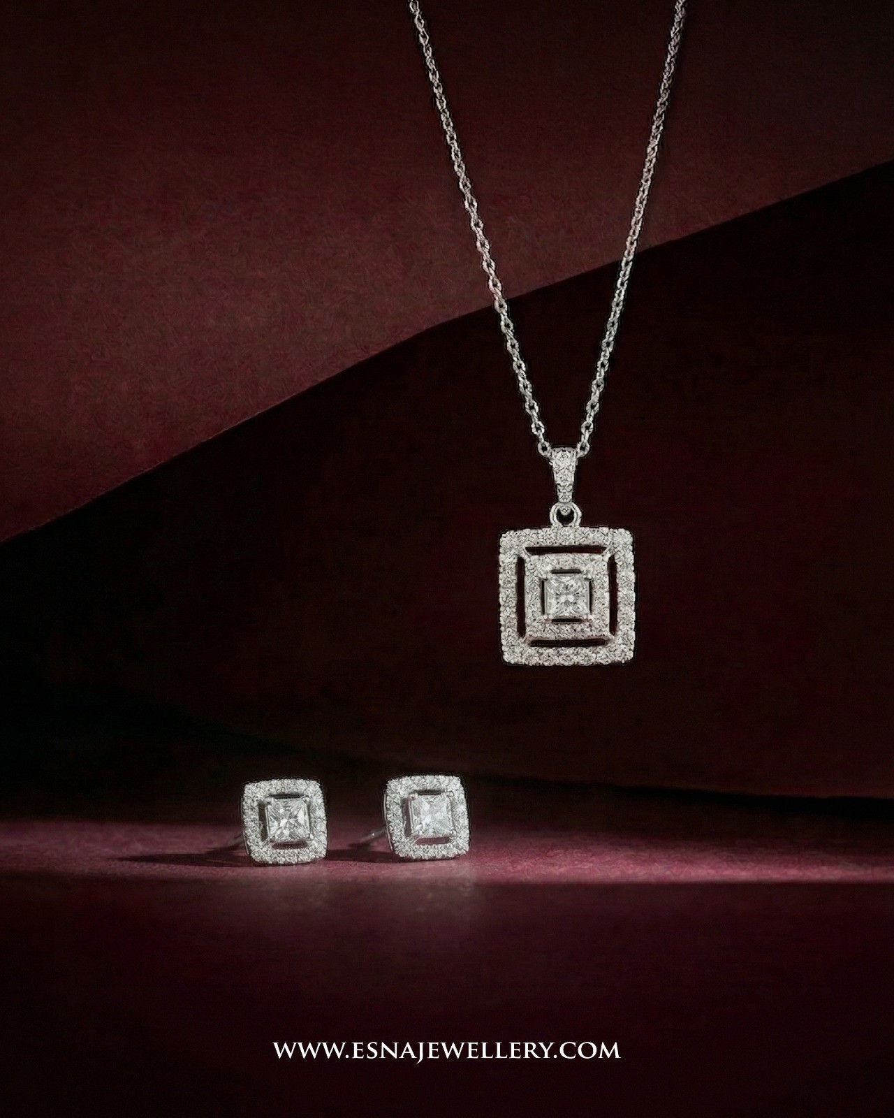 Minimalist diamond necklace by ESNA Jewellery with elegant pendant