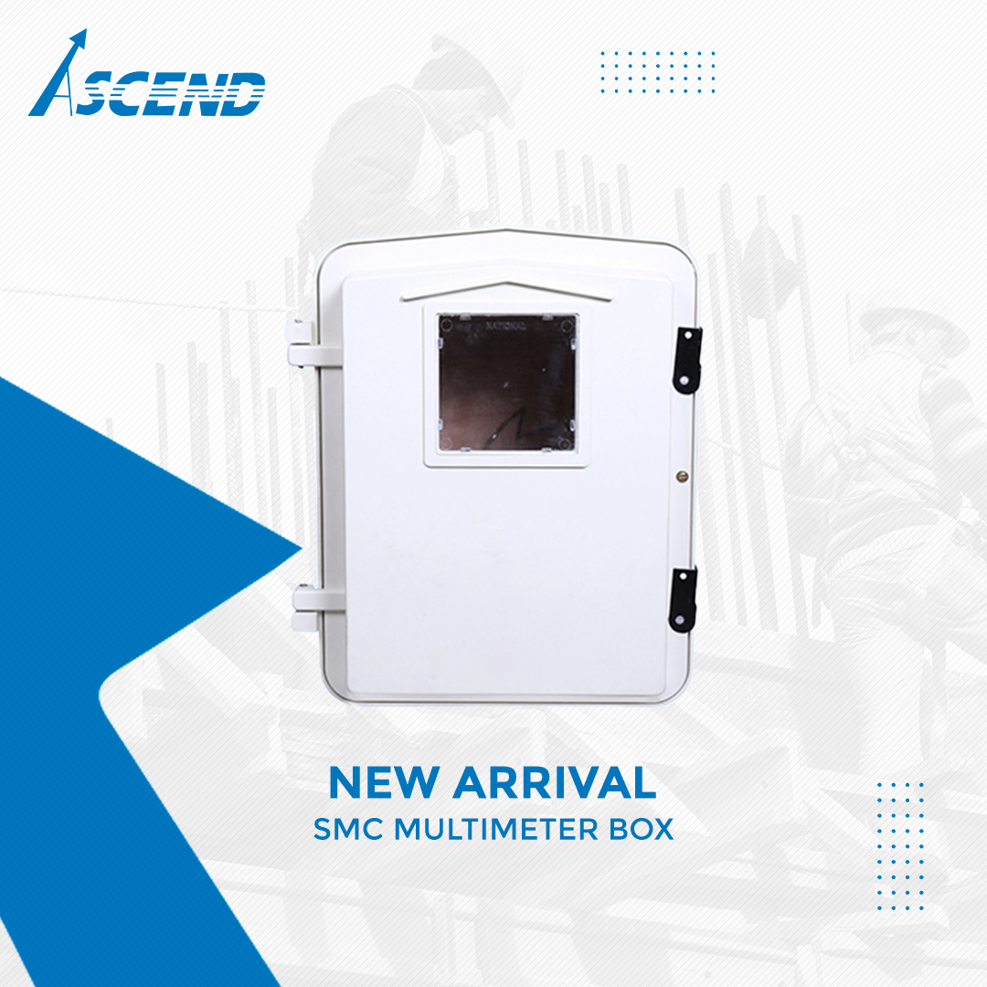 Ascend new arrival SMC Multimeter Box in white with inspection window, hinged door, and mounting brackets for electrical metering installations